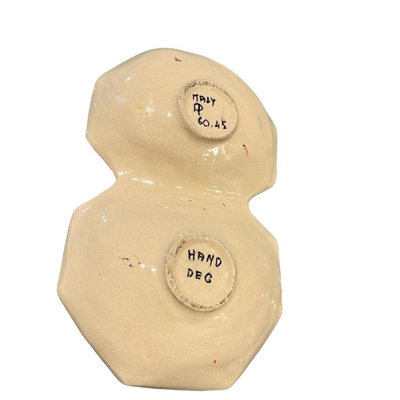 Vintage Italian Hand Painted Divided Candy Nut Dish Rooster Floral Farmhouse - Picture 5 of 10